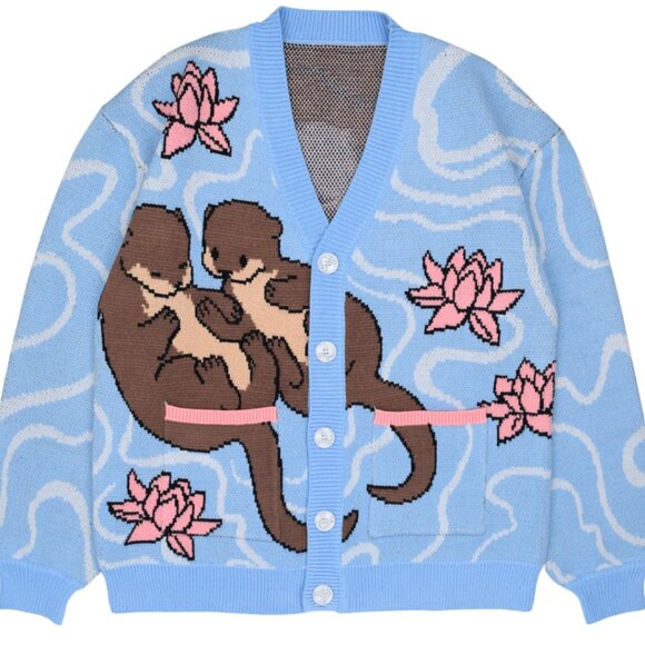 Steady Hands Blue Otter Floating Cardigan - Picture 1 of 5